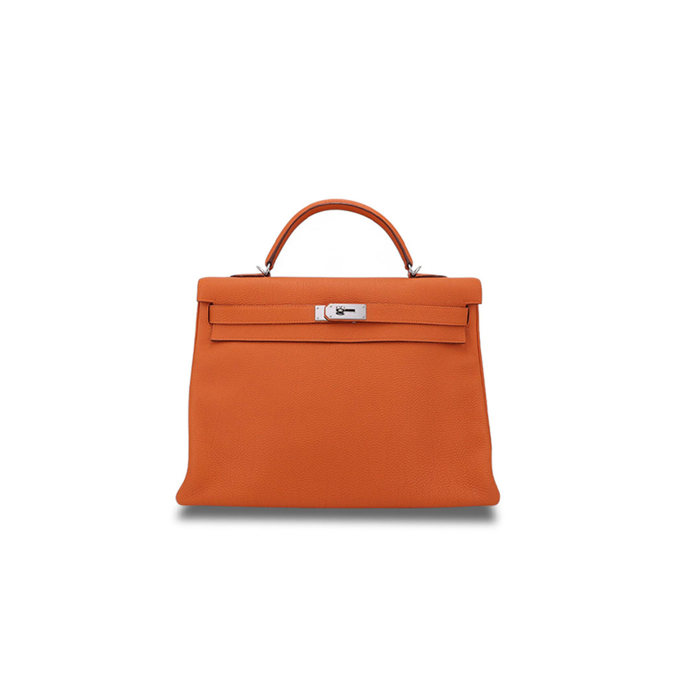 H**me5 KELLY 32 ORANGE TOGO SILVER BUCKLE (32*23*10.5cm) Master Quality